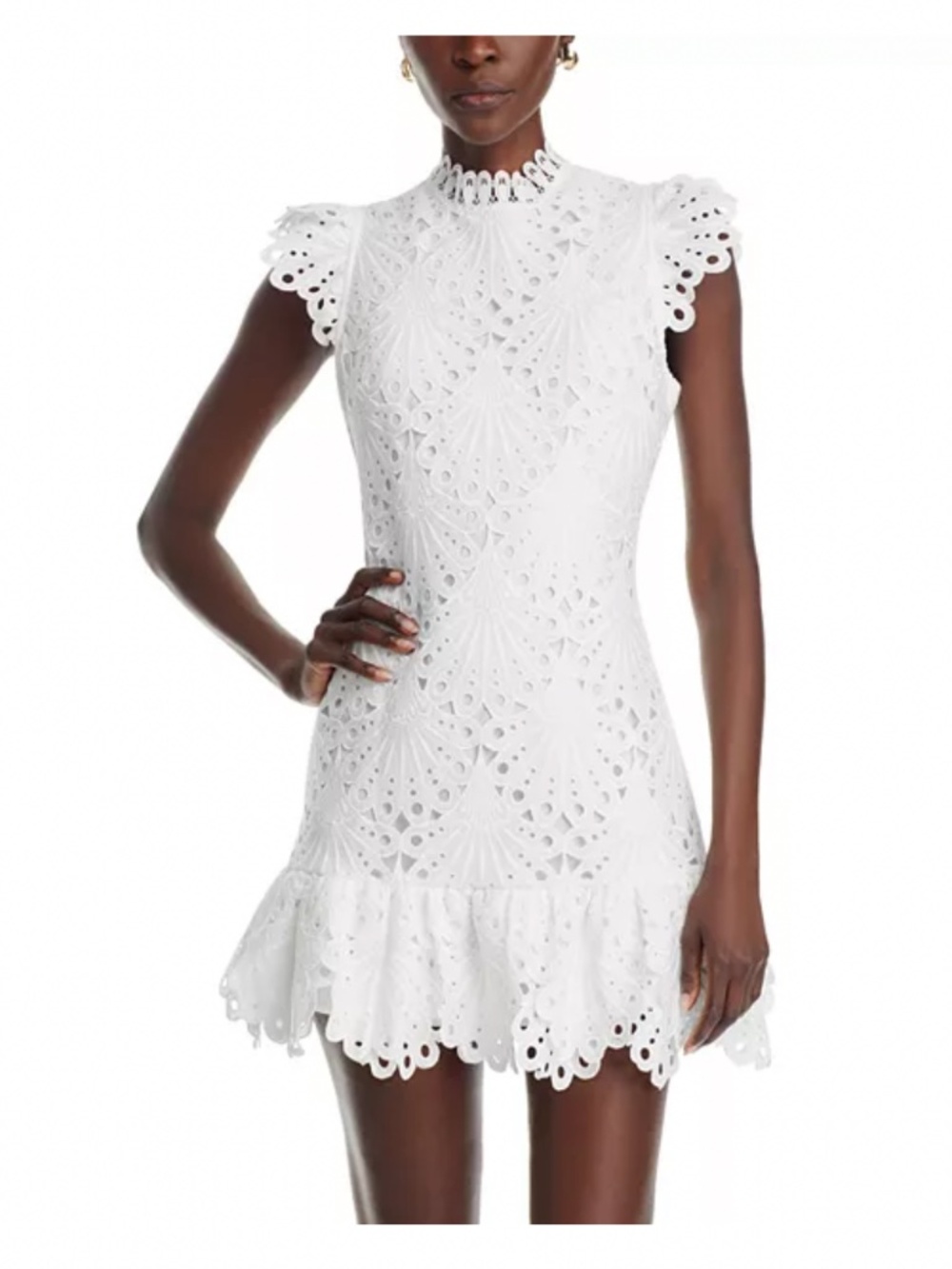 Aqua Mock Neck Lace Shift Dress